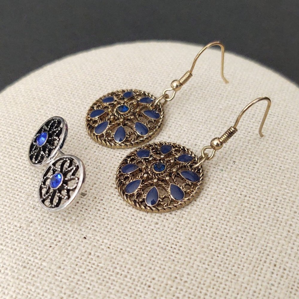 Blue earring bundle-gold and silver tone - Picture 5 of 8